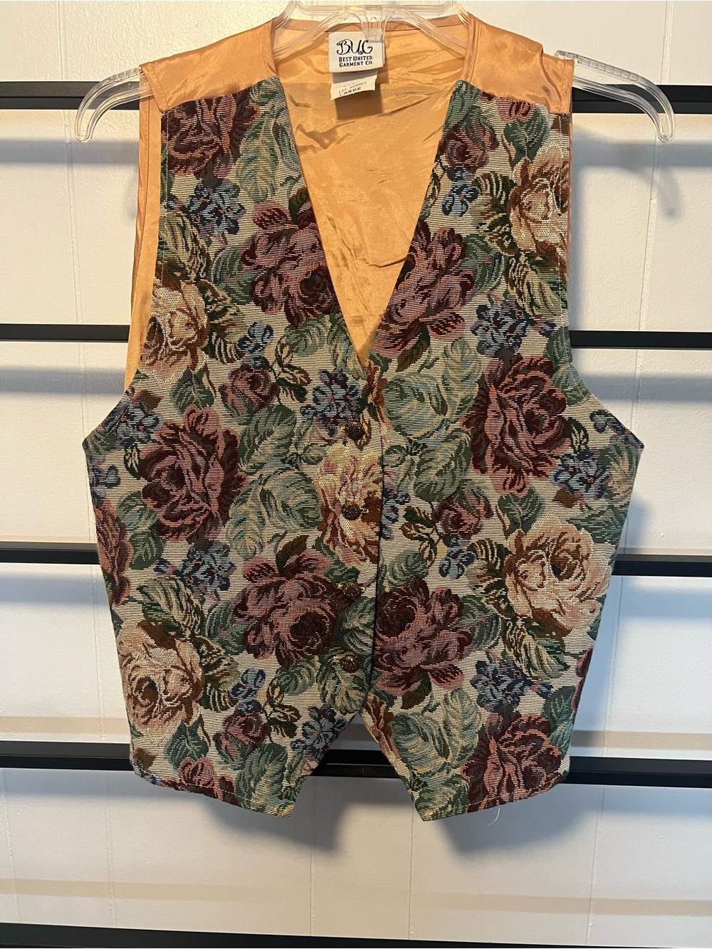 BUG By Best United Garment Co. Floral Tapestry Vest - Gold Back